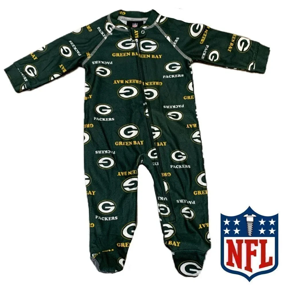 NFL Team Apparel 0-3 Green Bay Packer zip footed pajamas